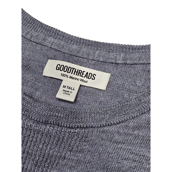 Goodthreads Mens Medium Tall 100% Merino Wool Crewneck Pullover Sweater Jumper - Picture 2 of 9